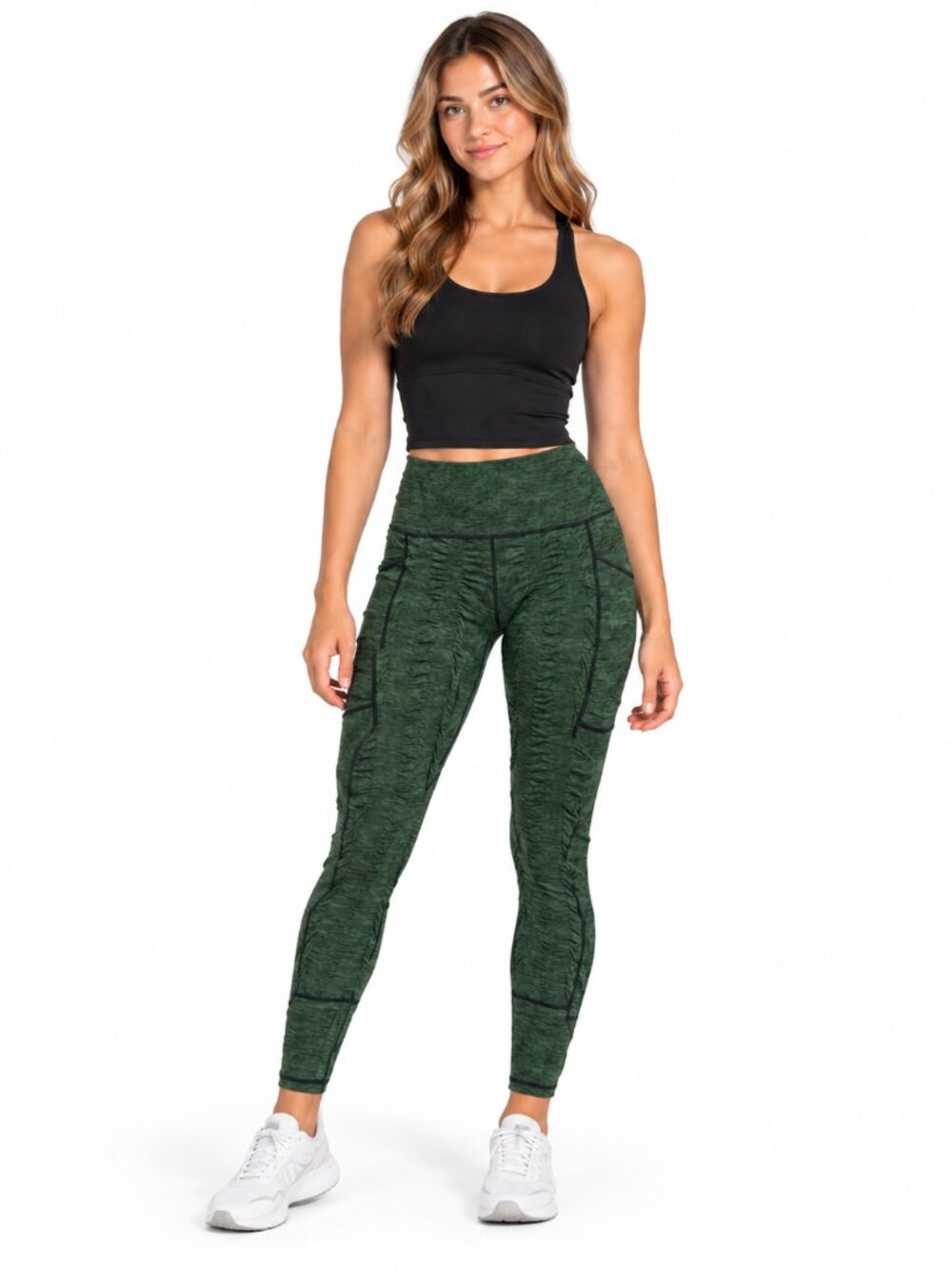 SWEETFLEXX Resistance Performance Leggings Forest Green Pockets Size 12